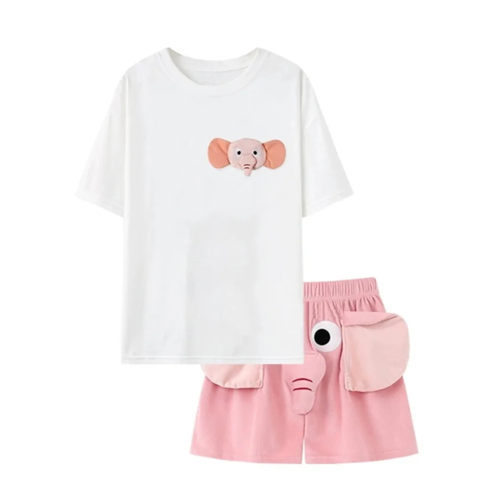 Adorable Elephant Matching Couple Outfits – Cute Summer Loungewear Set