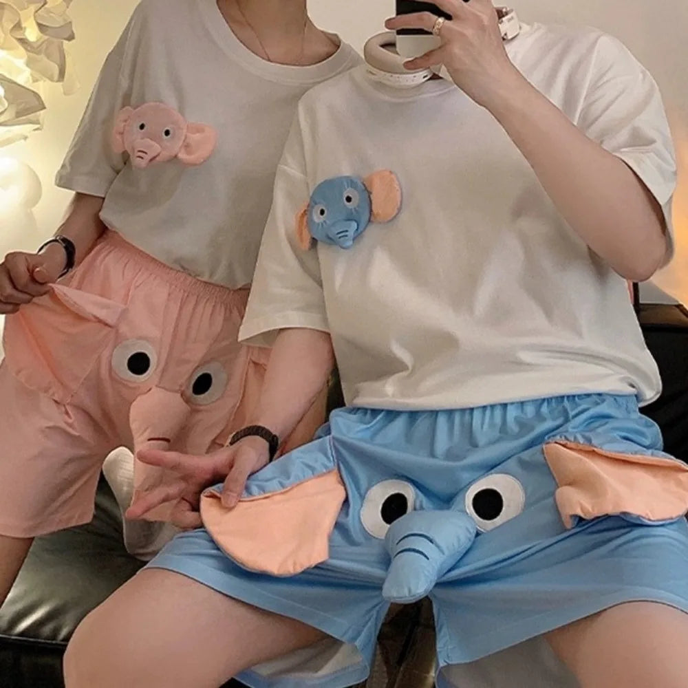 Adorable Elephant Matching Couple Outfits – Cute Summer Loungewear Set