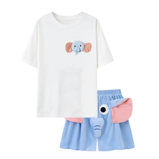 Adorable Elephant Matching Couple Outfits – Cute Summer Loungewear Set