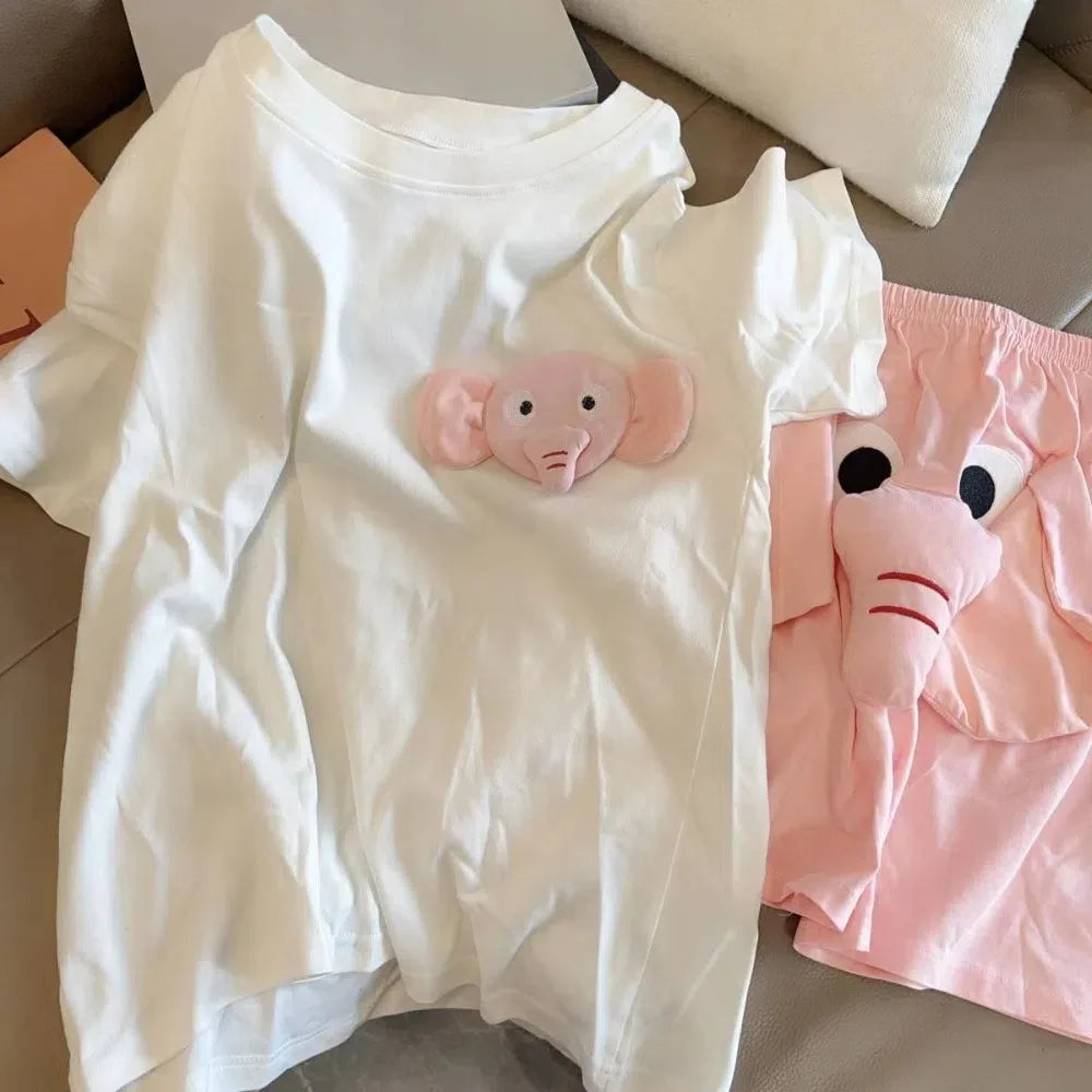 Adorable Elephant Matching Couple Outfits – Cute Summer Loungewear Set